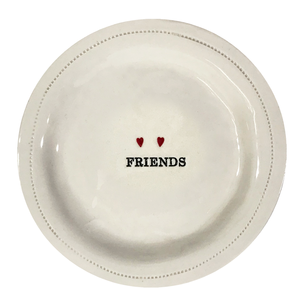 Friends w/hearts- 6" Porcelain Round Dish